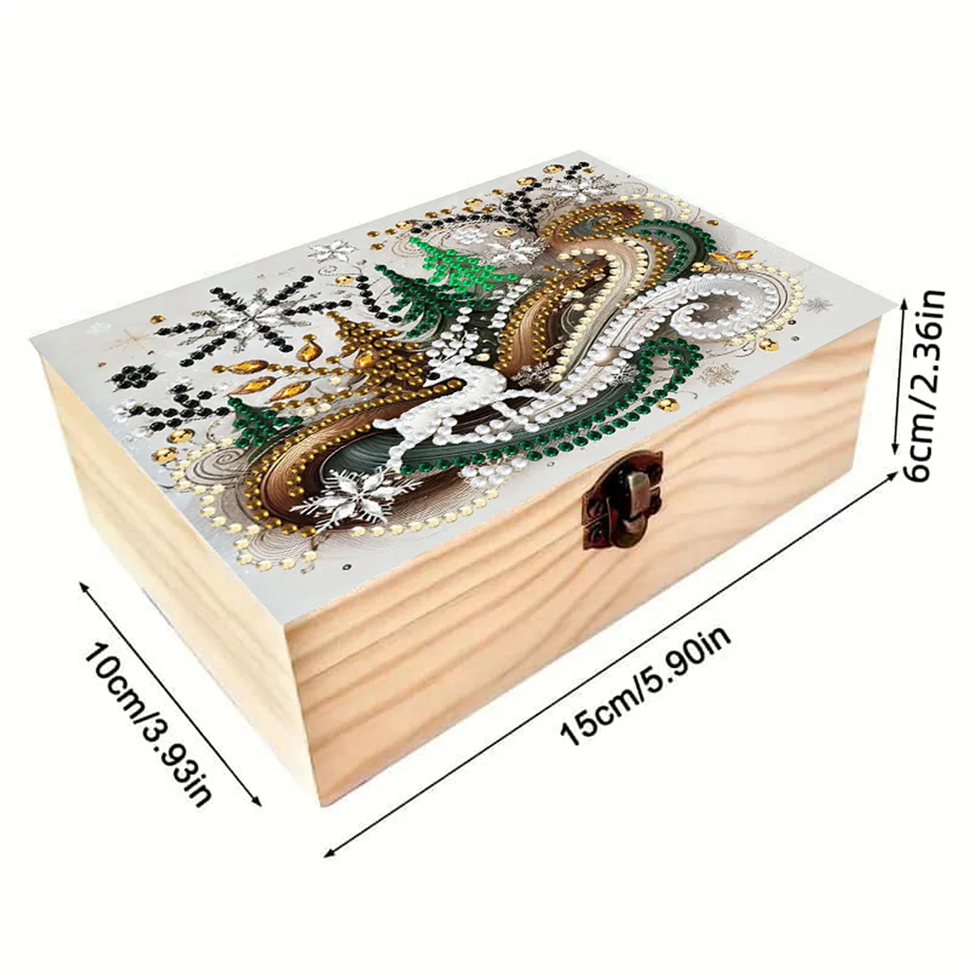 Deer DIY Wooden 5D Diamond Art Diamond Art Storage Box for Adults Gifts Desktop