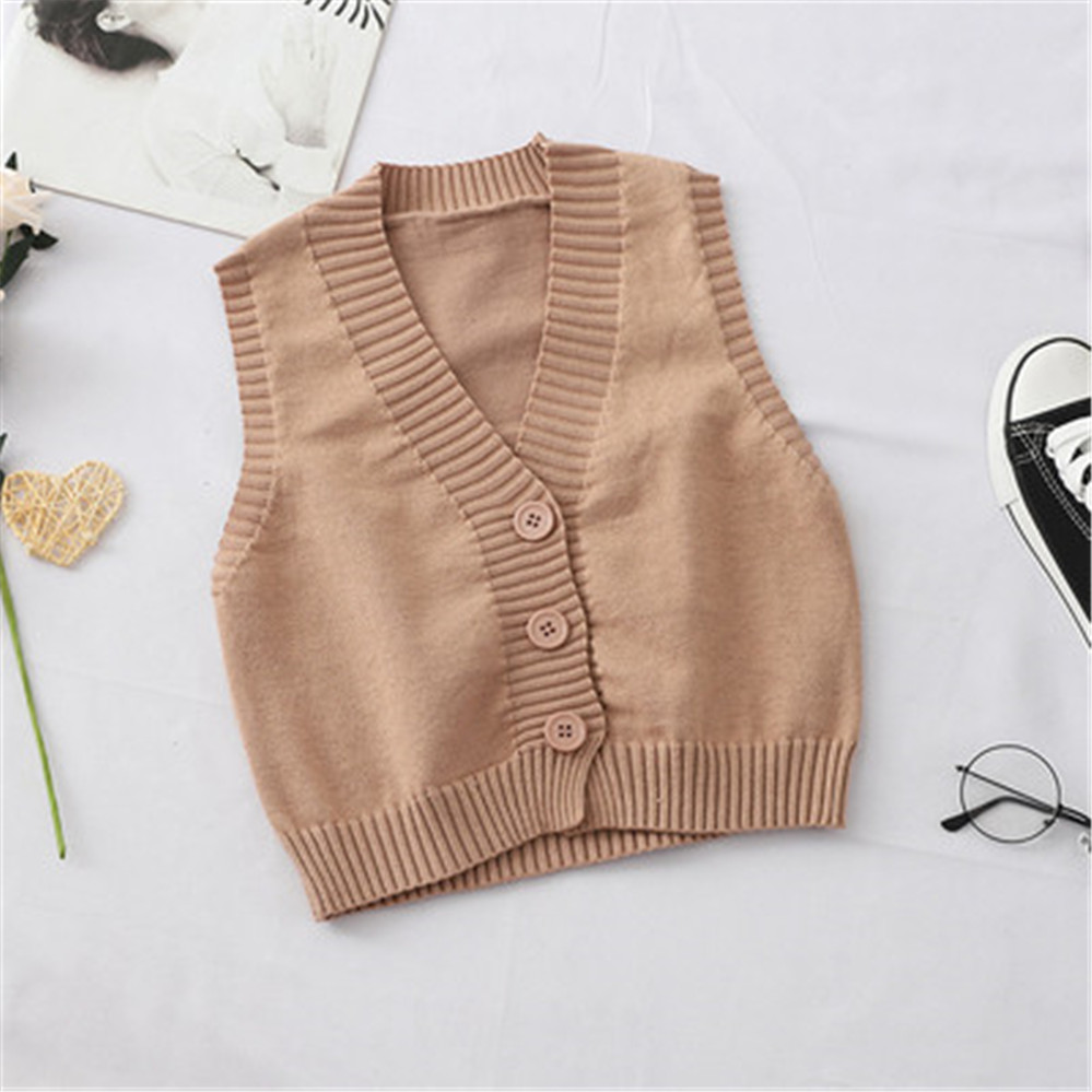 Ballifyex 2020 Women Casual Sweater Vest Sleeveless Waistcoat Knitted Vest For Women Spring Autumn Sleeveless Jacket With Button Top Z3409