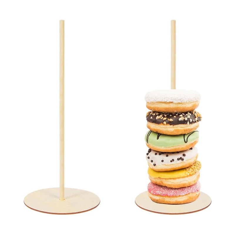 2Pcs Wooden Donut Display Stand Doughnut Dessert Display Holder Wedding Baby Shower Birthday Party Table Decoration Supplies