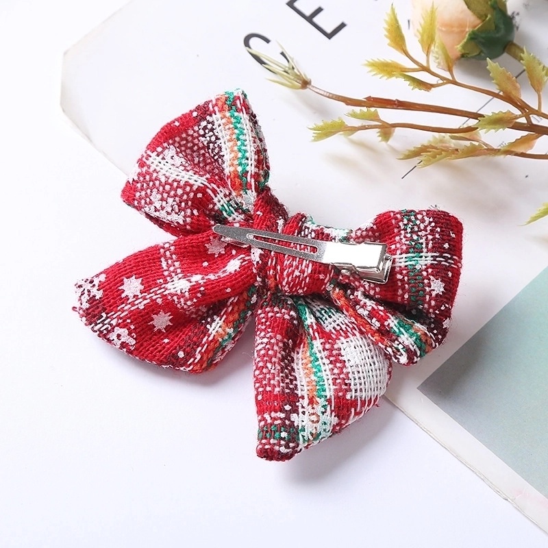 Cute Plaid Bow Knot Cloth Bowknot Hair Clip 1 Piece