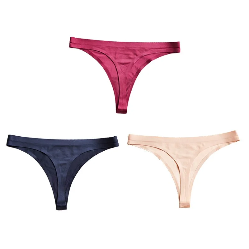 Sexy G-String Plus Size Thong Low Rise Panties Ice Silk Women's Underwear Lingerie Hot Seamless Intimates Underwear & Sleepwears