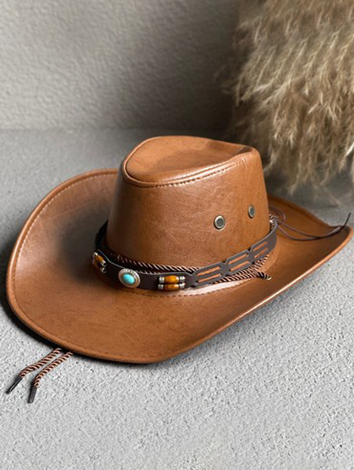 Western PU Leather Belt Decor Cowboy Hat