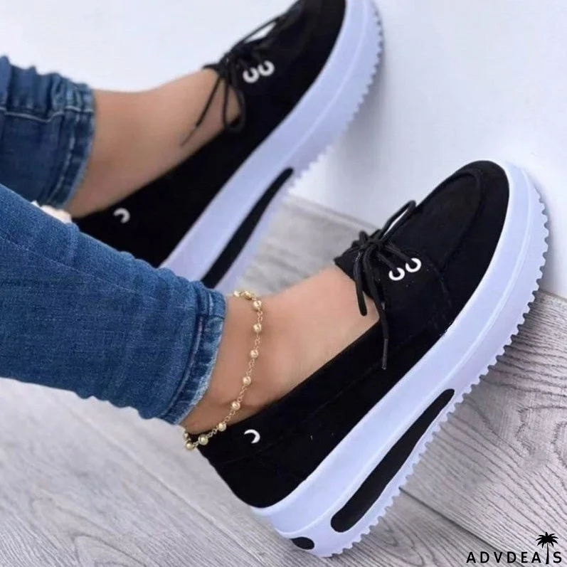 Women's Lace-up Flats Shoes Wedges Heel Casual Shoes