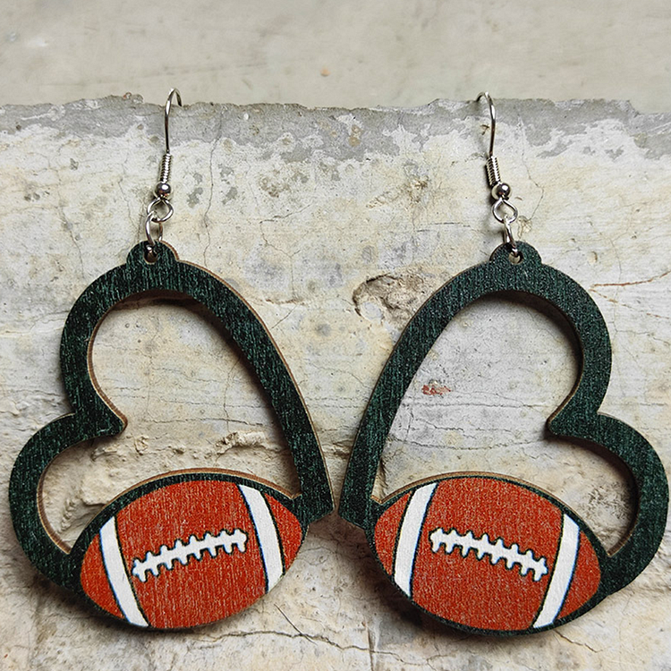 Love Sports Earrings Soccer Baseball Rugby Basketball Tennis Volleyball Fungus Pendant Geometric Hollow-Annaletters