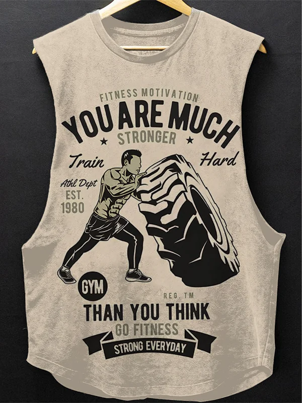 Men's Fitness Motivation You Are Much Stronger Train Hard Print Workout Tank Top