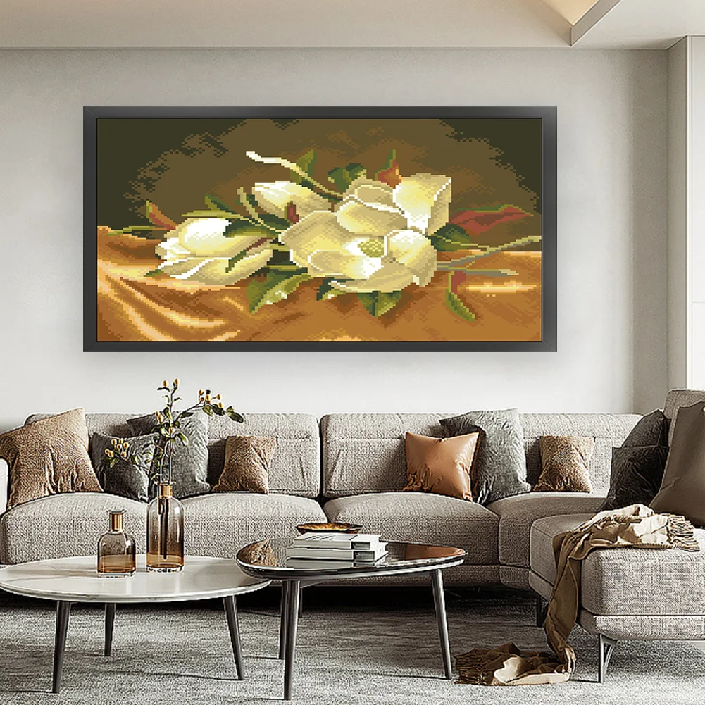 9CT Full Stamped Cross Stitch Bead Embroidery- Lily(Canvas|43*22CM)