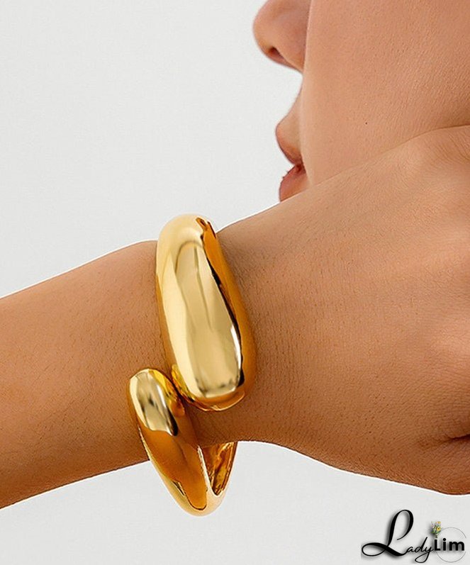 Fine Gold Sterling Silver Overgild Smooth Surface Cuff