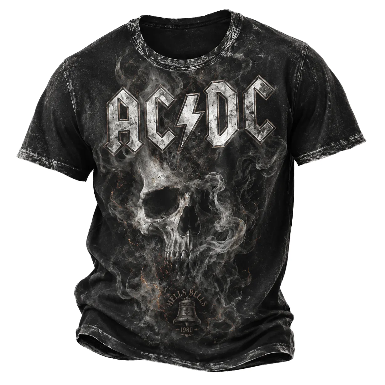 Men's Vintage Rock   1980 Print Crew Neck Short-Sleeve T-Shirt