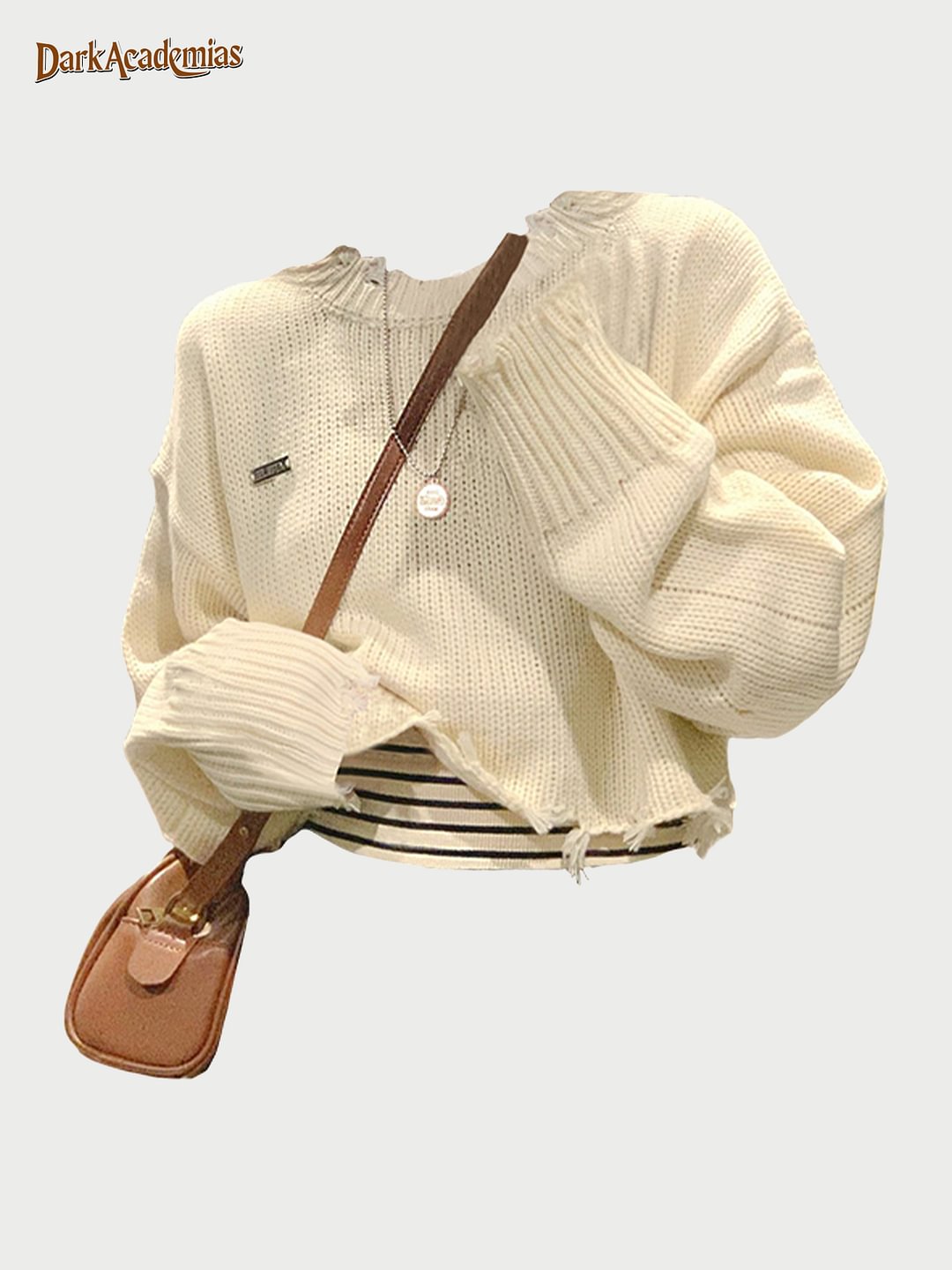 Darkacademias White Ripped Sweater