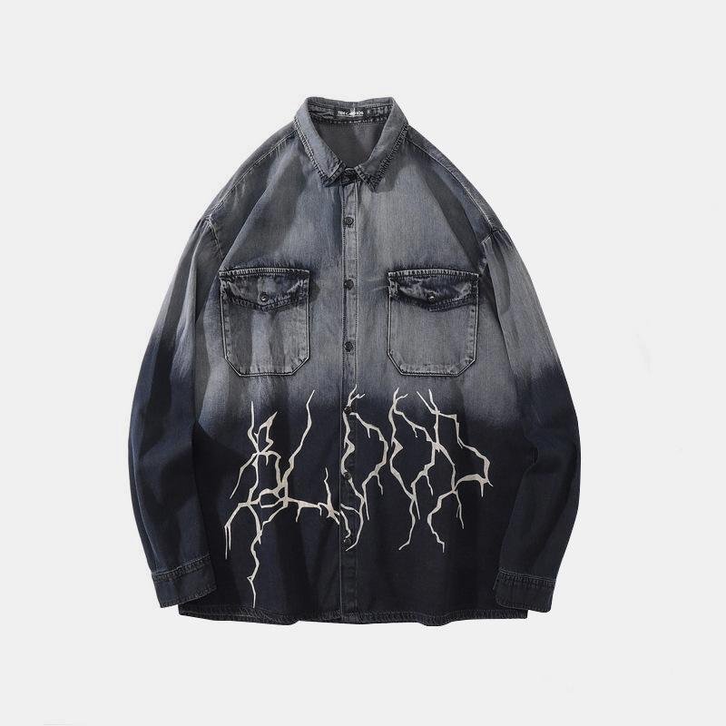 Lightning Gradient Loose Denim Shirt