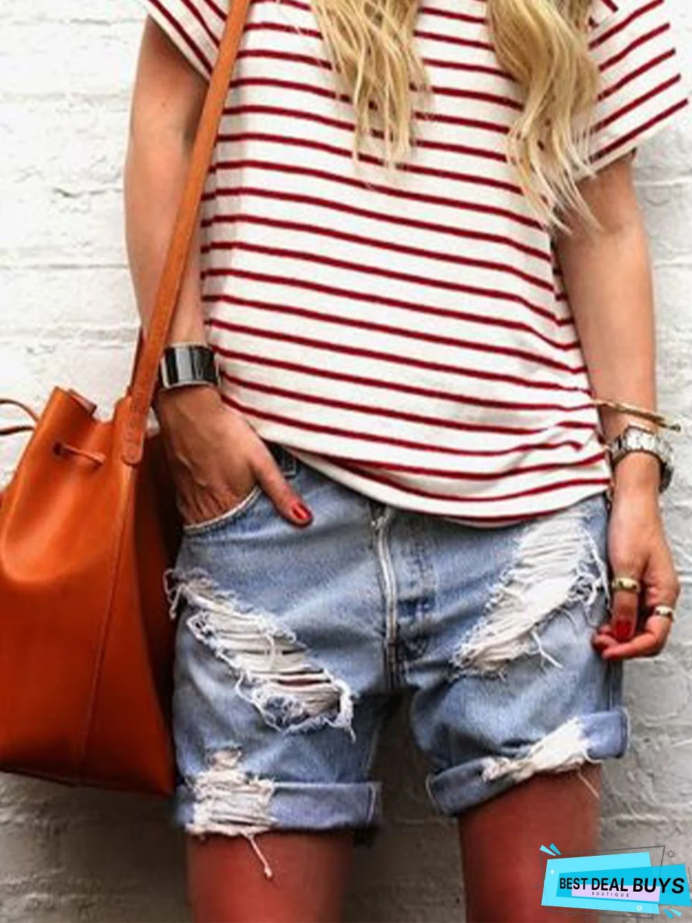 Casual personality washed retro loose denim shorts