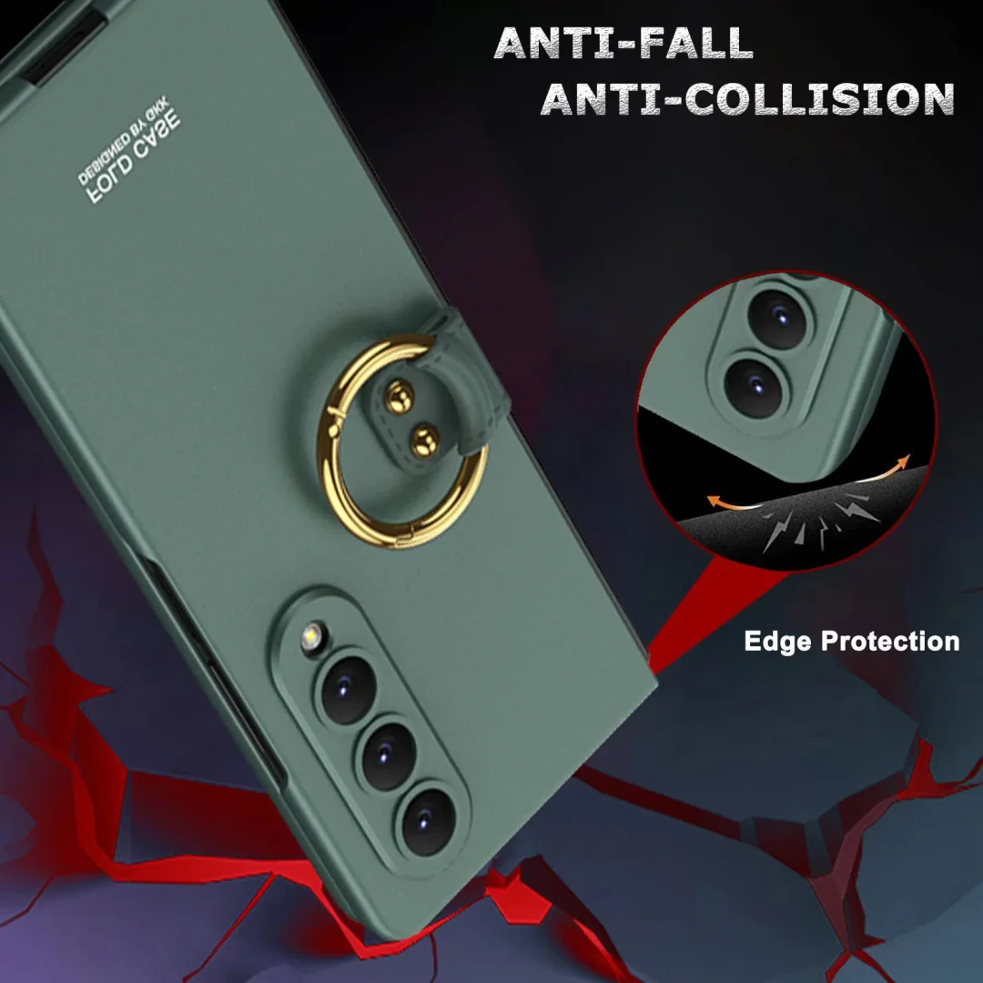 Applicable To Samsung Z Fold3/Z Fold4 Ultra-Thin Full Shell Membrane Skin Feeling Ring Bracket Mobile Phone Case