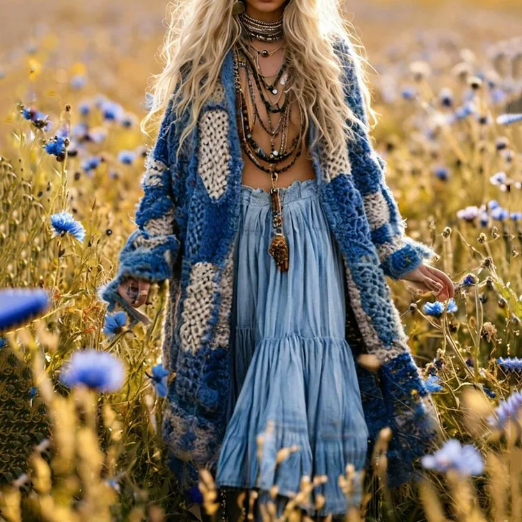 Women's Patchwork Pattern Print Cardigan