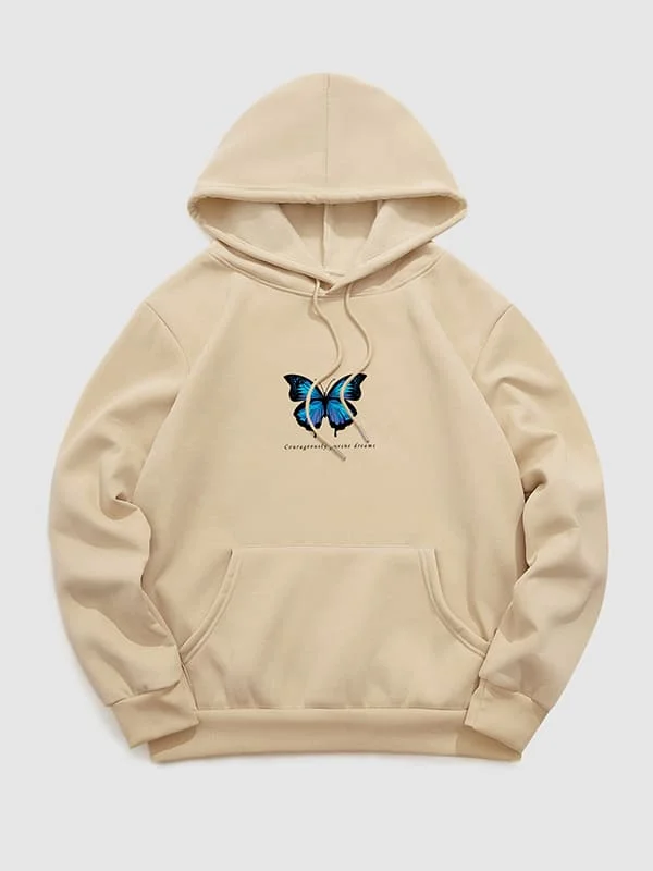 Men's butterfly letter print hoodie