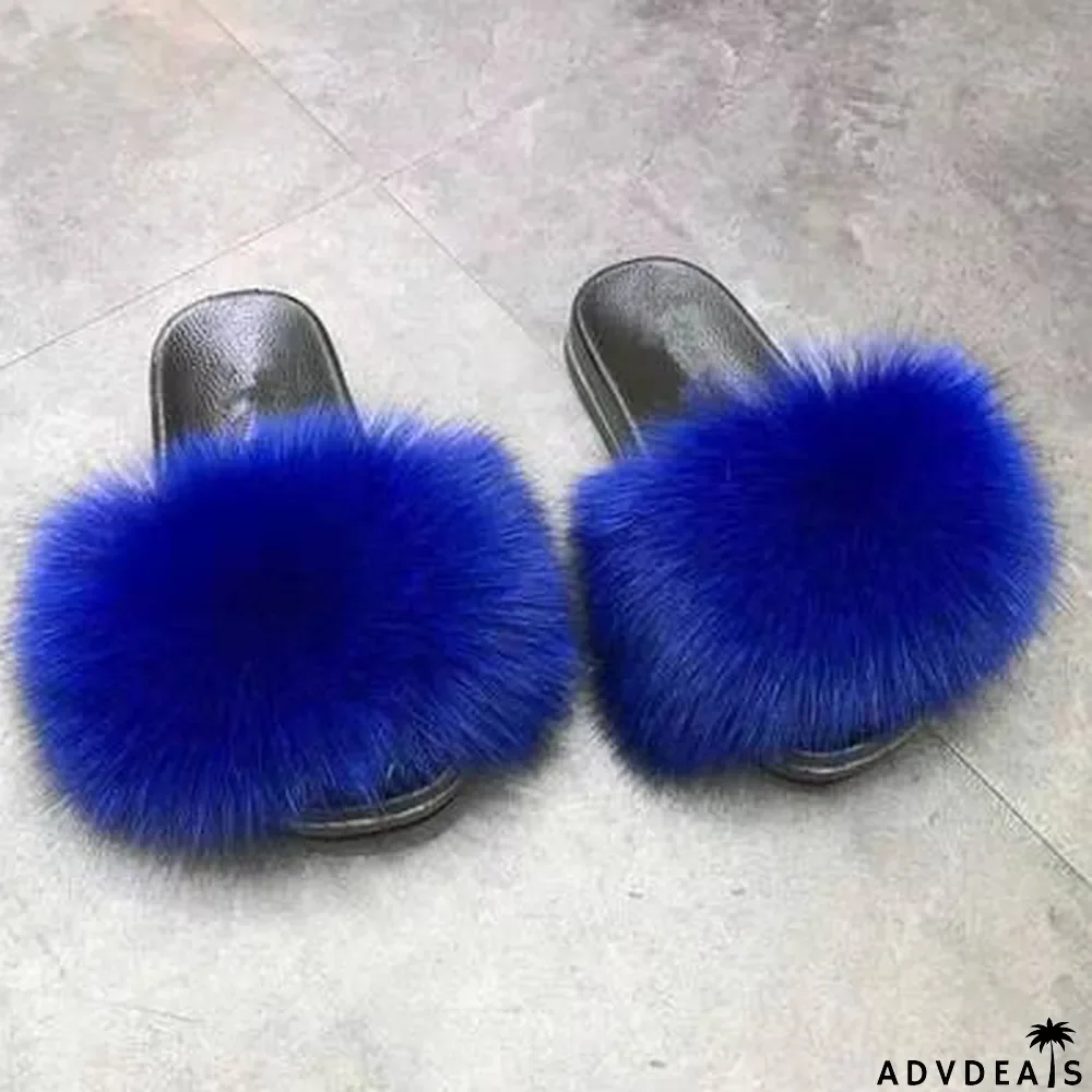 Furry Slippers Flat Half-drag Slippers