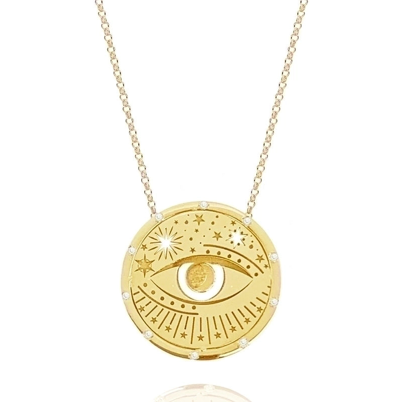201 Stainless Steel 304 Stainless Steel Gold Plated Retro Minimalist Plating Hollow Out Sun Moon Pendant Necklace