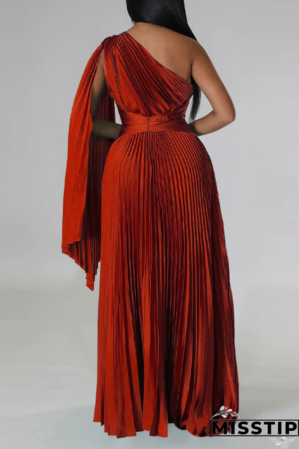 Colorful Blue Elegant Solid Patchwork Fold Oblique Collar Straight Dresses