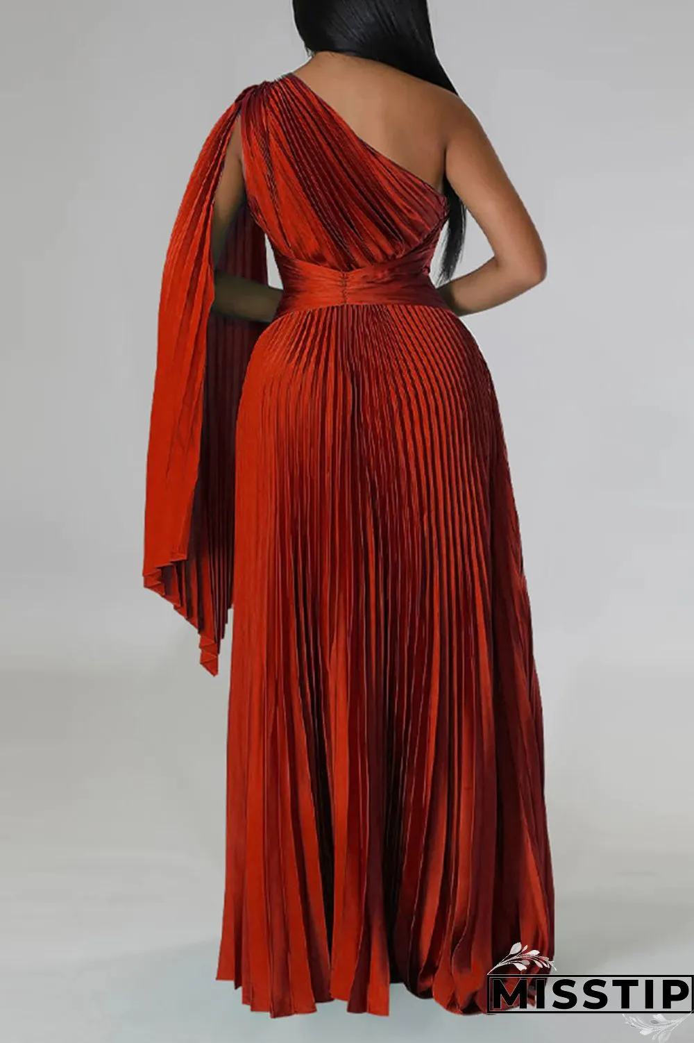 Colorful Blue Elegant Solid Patchwork Fold Oblique Collar Straight Dresses
