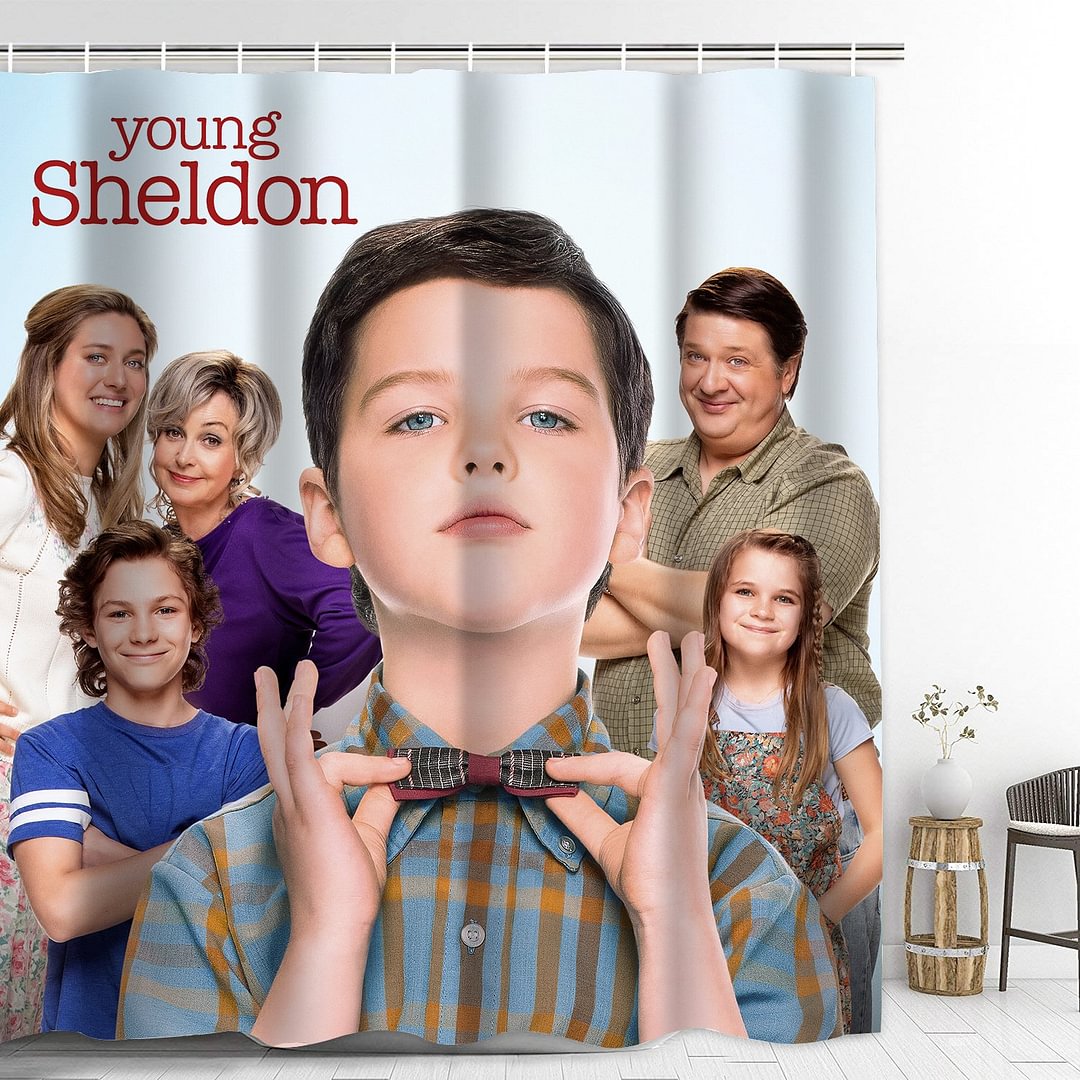 Young Sheldon Bathroom Shower Curtain with Hooks Thicken Waterproof Home Decoration