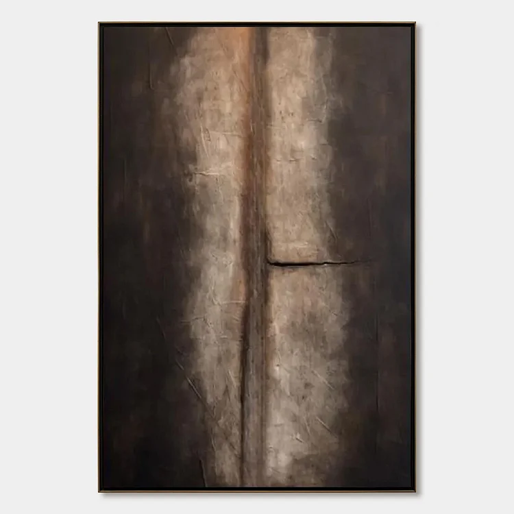 FISSURE: Large Textured Wabi Sabi Abstract Painting in Earth Tones（Canvas painting）