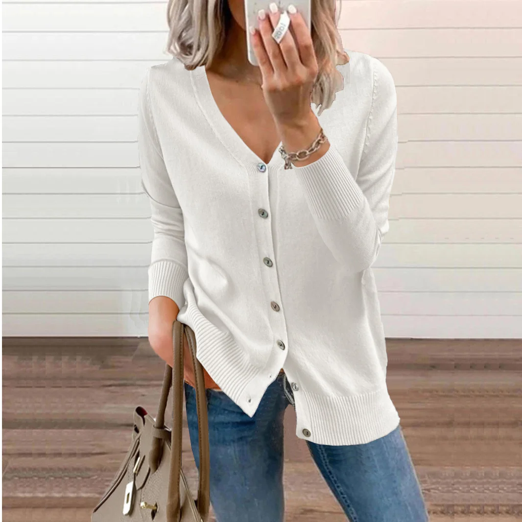 Ueong Ueong And Winter New Knit Cardigan Female Loose Jacket With Woolen Sweater V-Neck Sweater Coat Women's Clothing