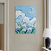 (30x40cm)DIY Pearl Painting Framed Flower Moon Handmade Pearl Material Art Kit Living Room Decor