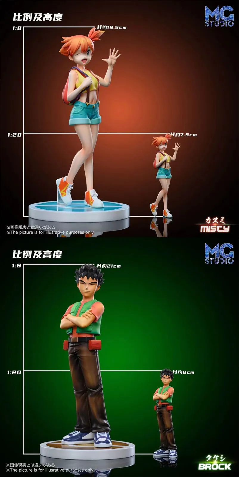 1/20 & 1/8 Scale World Zukan Misty & Brock - Pokemon Resin Statue