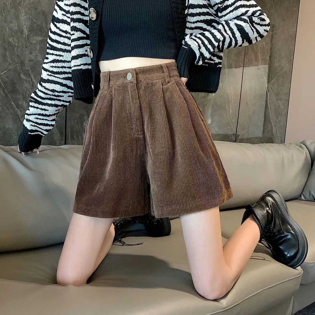 Brownm Academia High Waist Corduroy Shorts