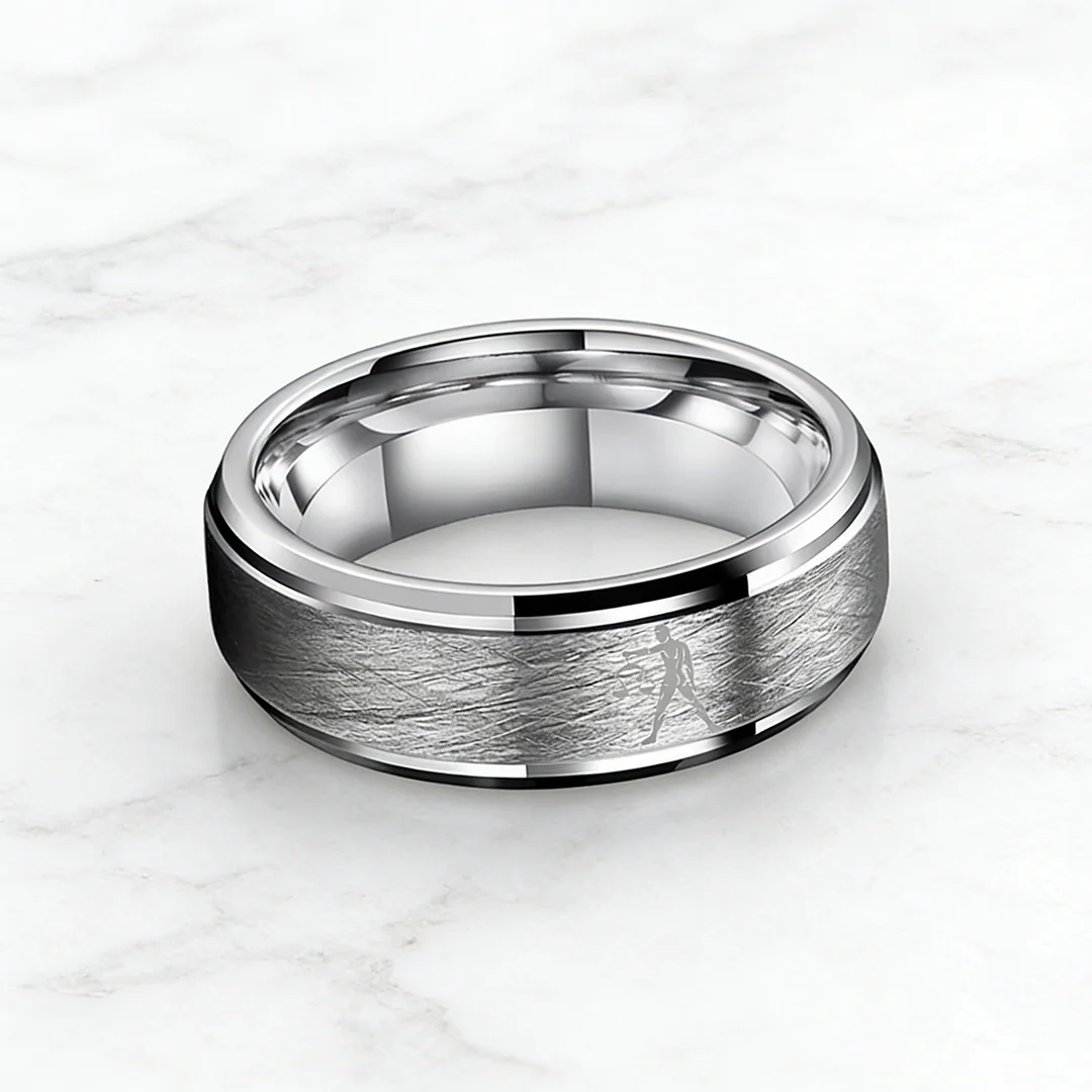 Sliver Libra Couples Dome Tungsten Carbide Rings Prints Laser Design Step Edge Tungsten Wedding Bands 4MM 6MM 8MM