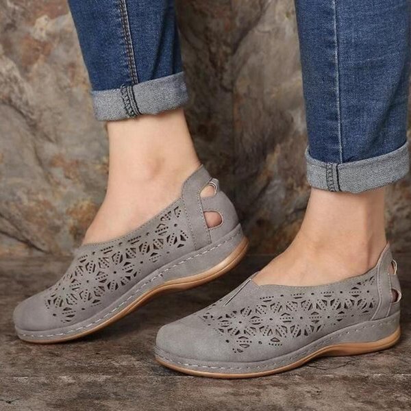 Women Hollow Out Slip Resistant Comfy Elastic Band Slip On Casual Flats