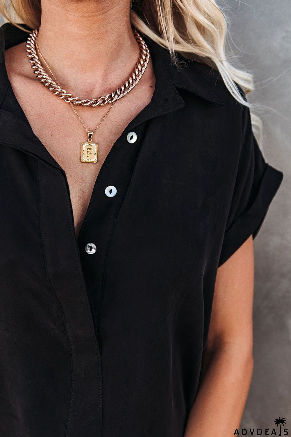 Collared Button Short Sleeves Shirt