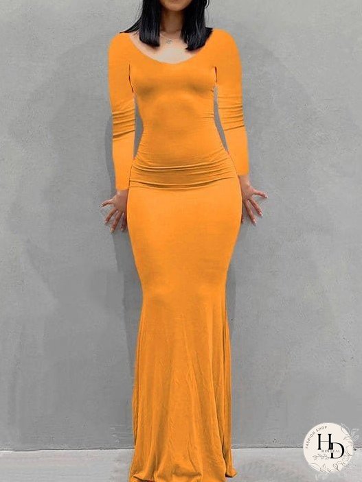 Stylish Long Sleeve Fitted Dress for Casual Wear