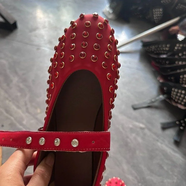 Yyvonne Drill 43 Large Size Water Drill Rivet Single Shoe Belt Buckle Round Head Flat-Bottom Fashion Casual Mary Precious Shoes Women Autumn