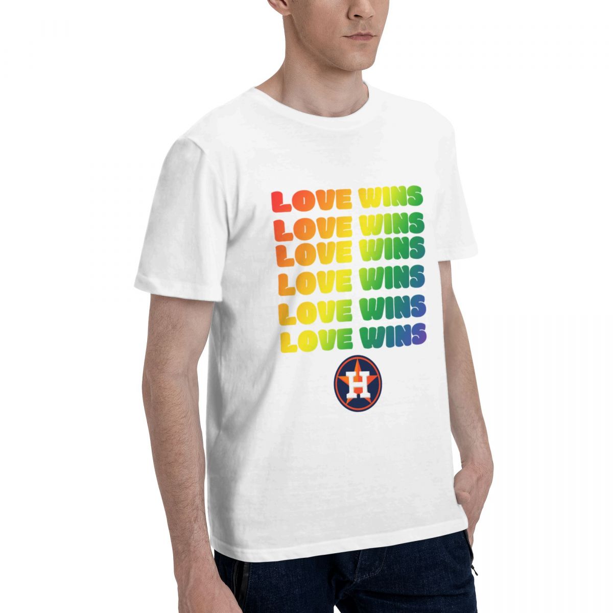 Houston Astros Love Wins Pride Cotton T-Shirt Men's