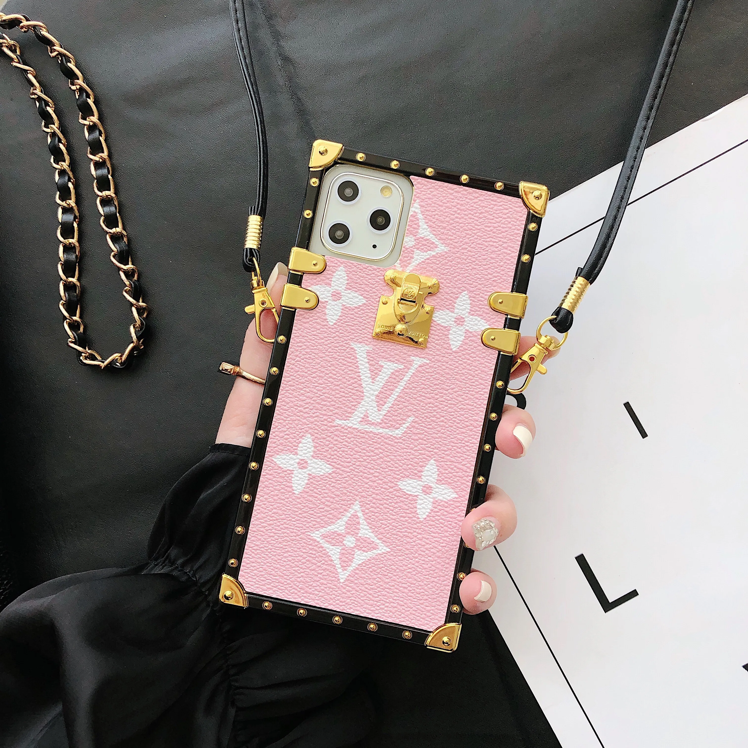 Classic LV Monogram Canvas Leather iPhone Crossbody Case Samsung Galaxy Cover