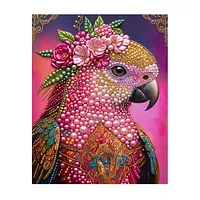 Flower Crown Pink Parrot - Pearls Painting