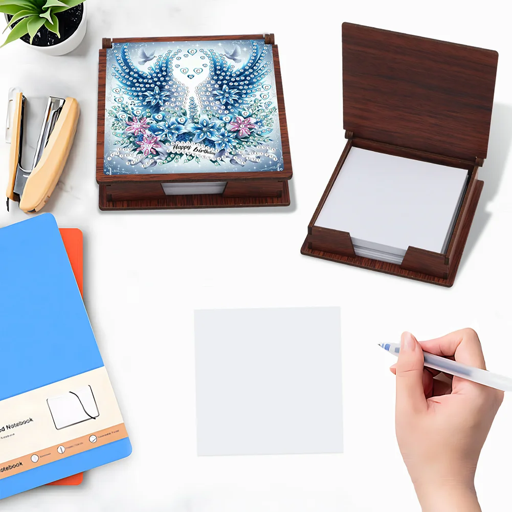 Wooden 5D Diamond Painting Kit Note Box DIY Diamond Art Notepad Box (Wings A)
