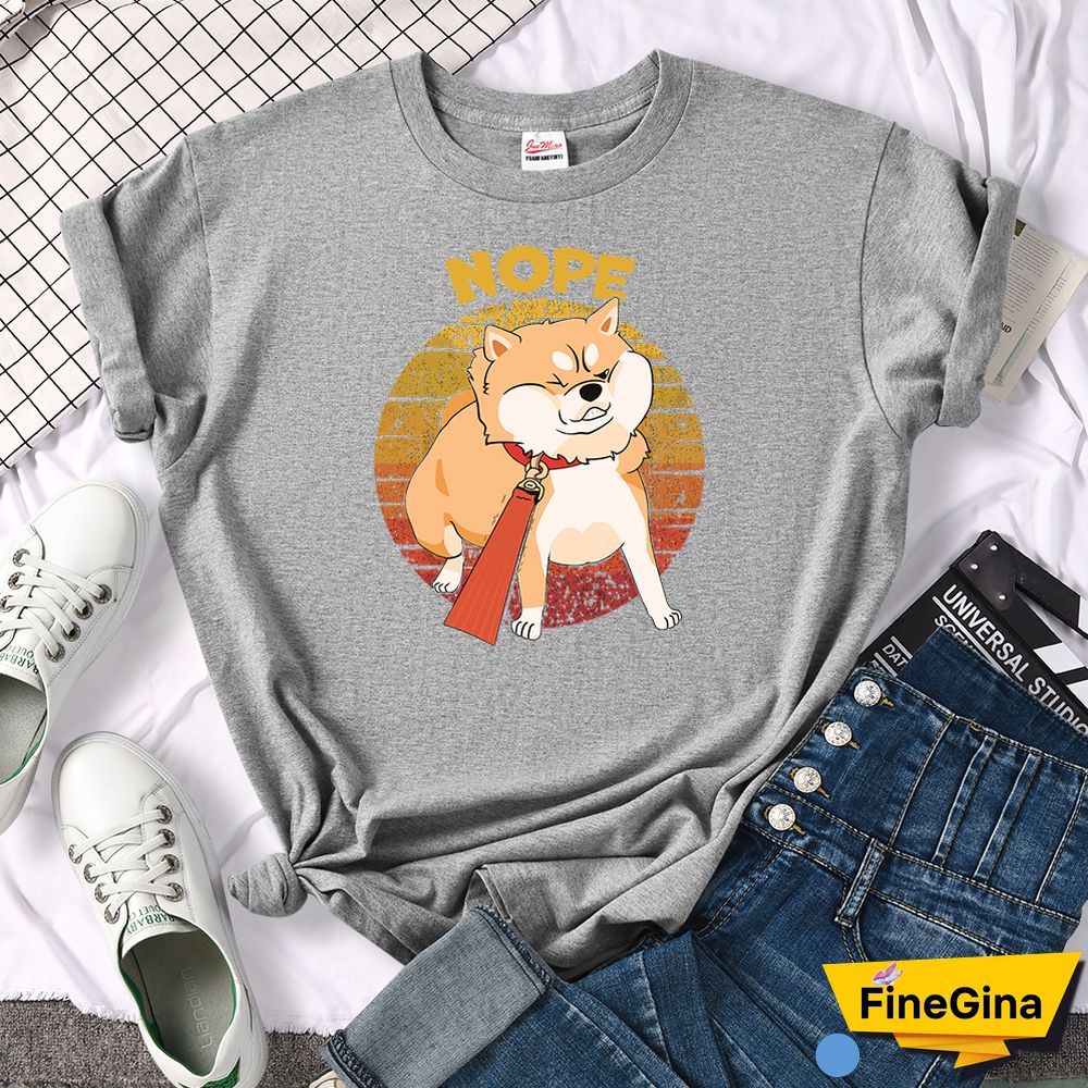 Kawaii Shiba Inu NOPE Cute Dog Print Female T Shirt Summer Oversized Tshirt Street Fit TopsTee Cartoon Oversize Womens T-Shirts