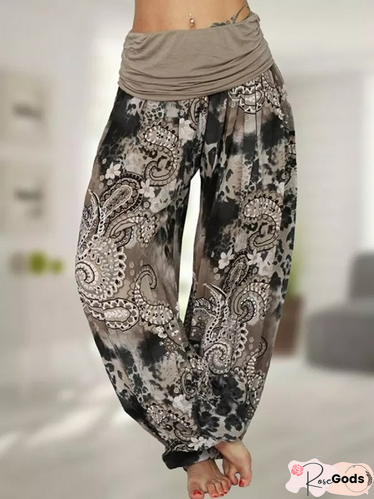 Paisley Casual Loose Long Pants