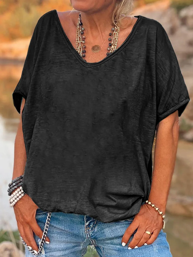 Summer women's new fashion series V-neck T-shirt socialshop
