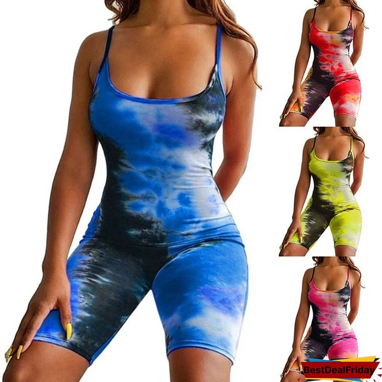 S-2XL Camisole Print Women Sexy Bodysuits Sleeveless Jumpsuit Siamese Tank Top Bodysuit Rompers Beach Hot Rompers 4 Colors