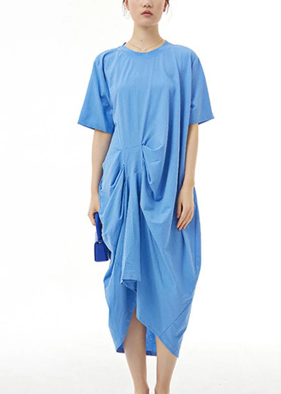 5.1Brief Blue Cozy Cotton Long Dress Summer