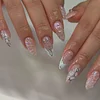 Press-on Nail Almond Shaped 3D Water Ripple Detachable Fake Nail