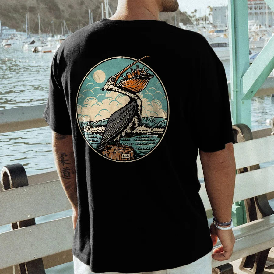 Vintage Pelican Printed Men's T-shirt