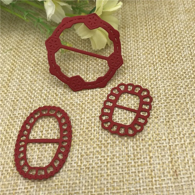 Metal Cutting Dies 3pcs Ribbon clasp buckle for DIY Scrapbooking Photo Album Embossing Paper Cards Decorative Craft