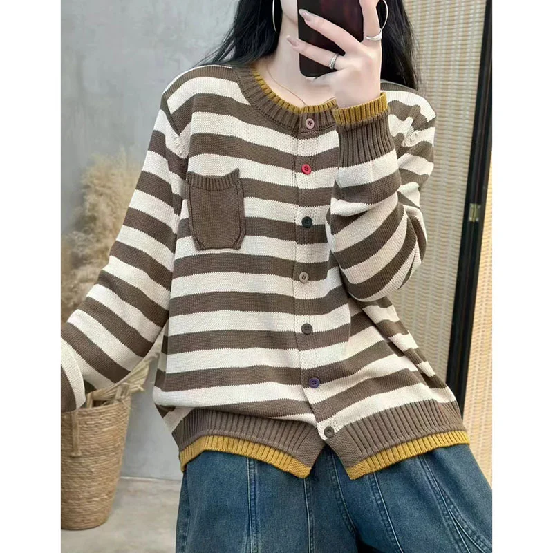 Chicfifth Sweater Women Winter Long Sleeve High Quality Autumn Vintage Top Knitted Cardigan