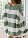 Elegant Women's Color Block Crew Neck Long Sleeve Sweater for Fall & Winter, Drop Shoulder Design