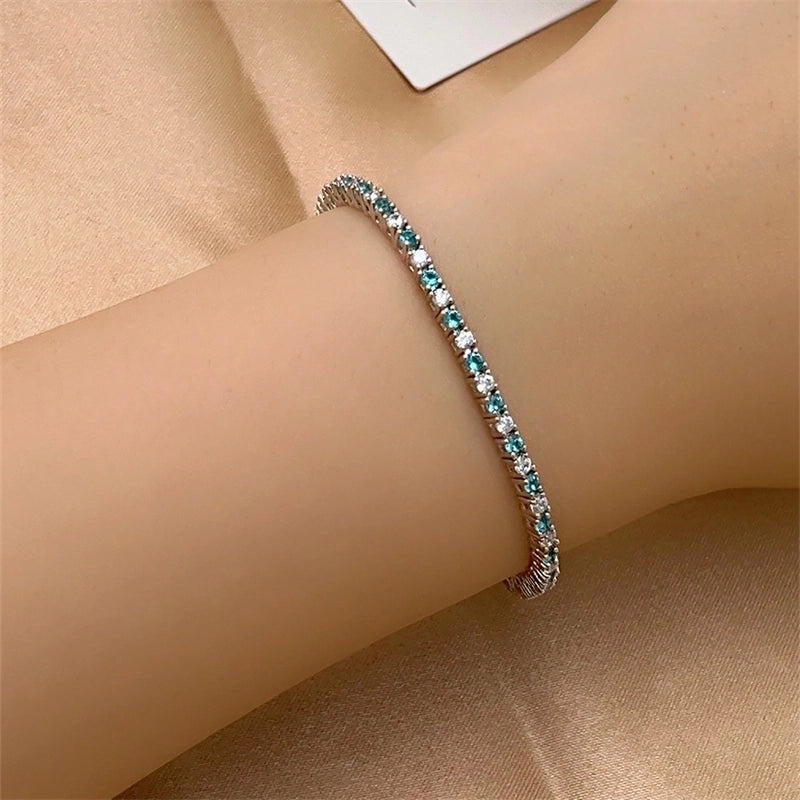 Copper K Gold Plated Rhodium Plated Shiny Plating Inlay Rectangle Zircon Bracelets