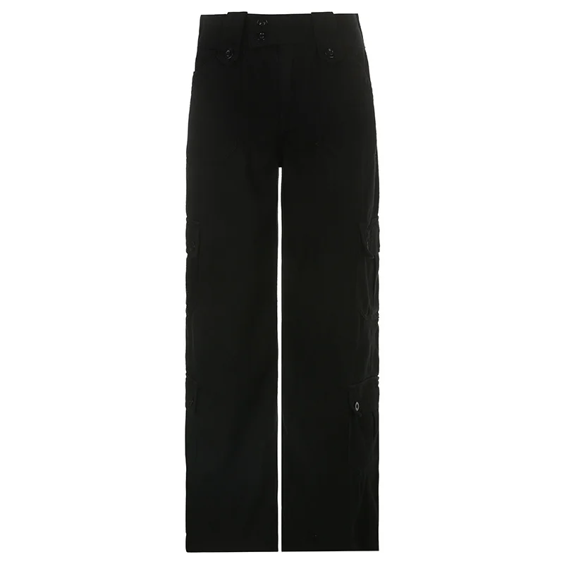 Ueong Hot Girls 2024 Summer Low-Waisted Double-Row Fashion Artificial Multi-Pocket Denim Casual Pants