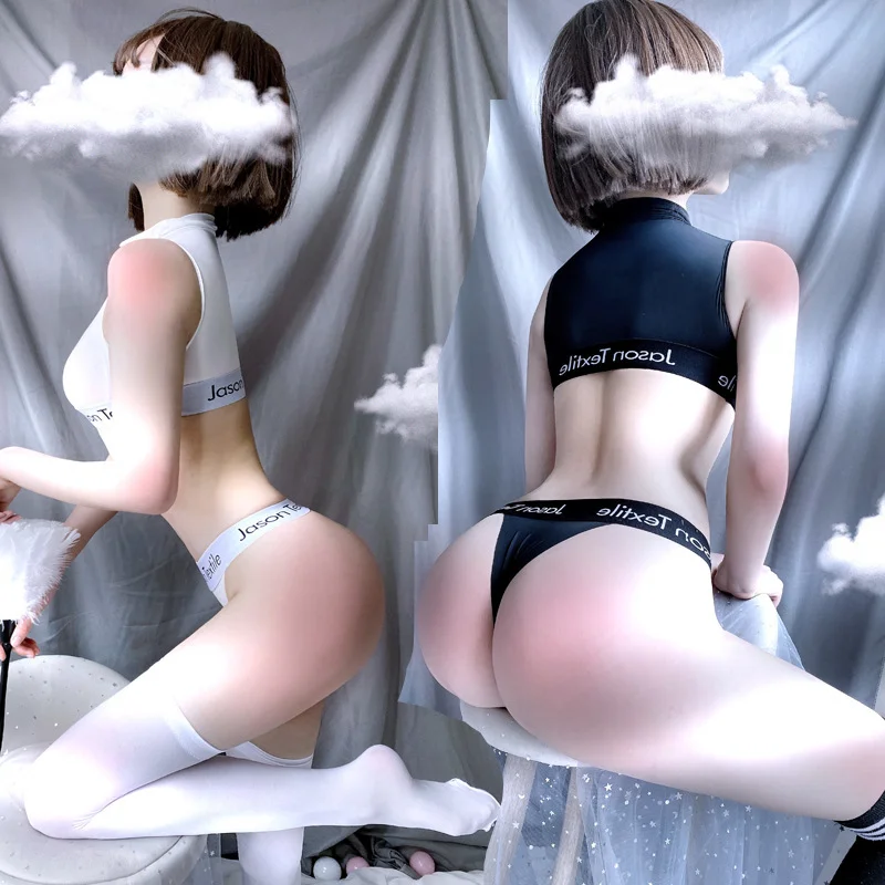 Uveng Hot Hot Ice Silk Swimsuit Two-Piece Set Of Tight-In-Piece Packs Of Hips Undersed Water Uniform Transparent Temptation